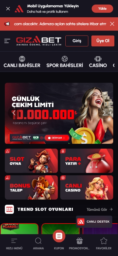 Gizabet Mobil Giriş